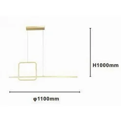 LAMPADARIO A SOSPENSIONE LED 48W DESIGN QUADRATO LINEA ORO IP20 CUCINA LUCE 4000K 33535