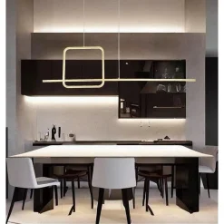 LAMPADARIO A SOSPENSIONE LED 48W DESIGN QUADRATO LINEA ORO IP20 CUCINA LUCE 4000K 33535