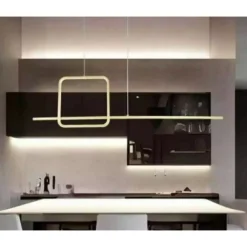 LAMPADARIO A SOSPENSIONE LED 48W DESIGN QUADRATO LINEA ORO IP20 CUCINA LUCE 4000K 33535