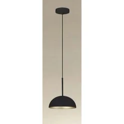 LAMPADARIO A SOSPENSIONE MODERNO CON PARALUME CUPOLA IN FERRO NERO ORO E27 33771