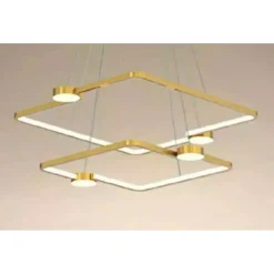 LAMPADARIO A SOSPENSIONE LED 60W 2 QUADRATI CON TELECOMANDO DESIGN MODERNO ORO 71200