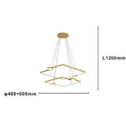 LAMPADARIO A SOSPENSIONE LED 60W 2 QUADRATI CON TELECOMANDO DESIGN MODERNO ORO 71200