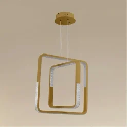 LAMPADARIO A SOSPENSIONE LED 64WATT QUADRATI EFFETTO CRISTALLO MODERNO ORO 32200