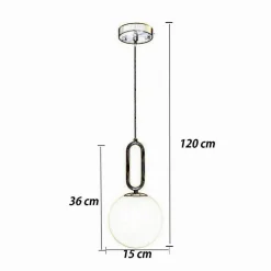 LAMPADARIO A SOSPENSIONE MINIMALISTA OVALE METALLO BRONZO CON SFERA VETRO G9 A96