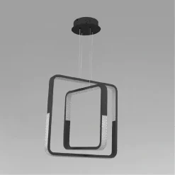 LAMPADARIO A SOSPENSIONE LED 64 W QUADRATI EFFETTO CRISTALLO MODERNO NERO 32194