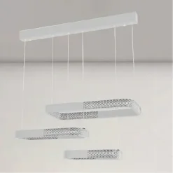 LAMPADARIO A SOSPENSIONE LED 68W 3 RETTANGOLI CRISTALLO TELECOMANDO BIANCO 32095
