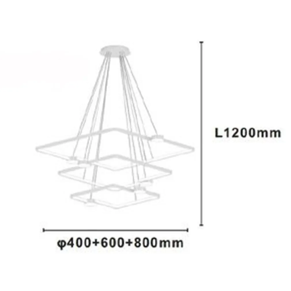 LAMPADARIO A SOSPENSIONE LED 112W 3 QUADRATI CON TELECOMANDO DESIGN MODERNO BIANCO 71224