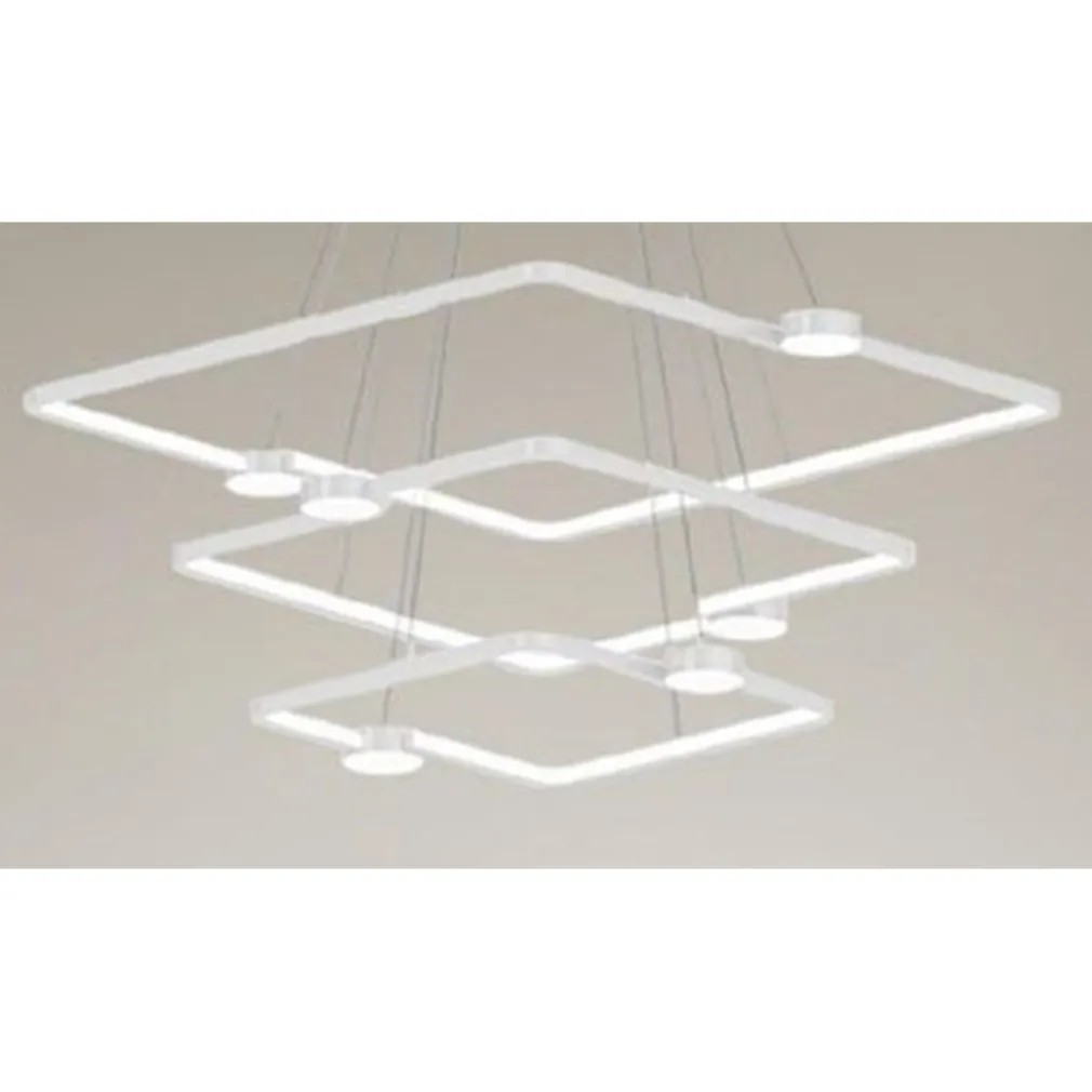 LAMPADARIO A SOSPENSIONE LED 112W 3 QUADRATI CON TELECOMANDO DESIGN MODERNO BIANCO 71224