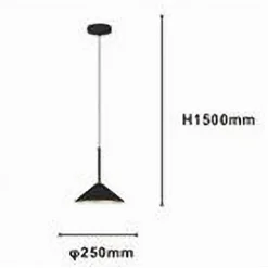 LAMPADARIO A SOSPENSIONE MODERNO CON PARALUME TRIANGOLARE IN FERRO NERO ORO E27 33863