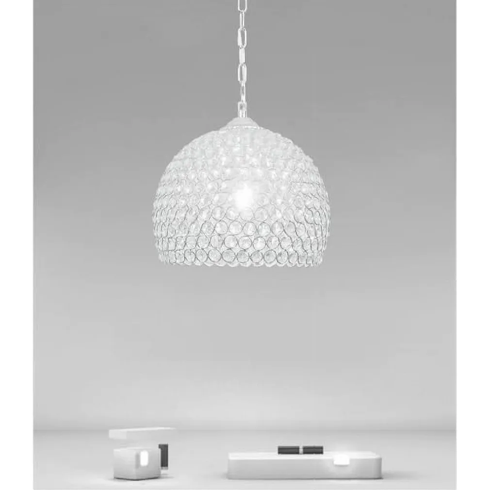 LAMPADARIO A SOSPENSIONE SEMI SFERA ARGENTO CUPOLA CRISTALLI INCASTRATI E27 32965