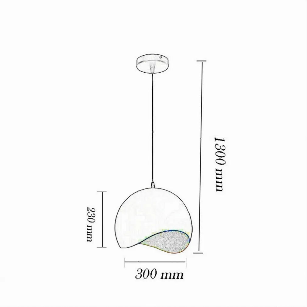 LAMPADARIO A SOSPENSIONE IN METALLO PENDENTE FORMA DI GUSCIO D’UOVO LUCE E27 B93