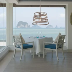 LAMPADARIO A SOSPENSIONE MODERNO CON PARALUME IN METALLO A VORTICE TRAFORATO TORTORA A08