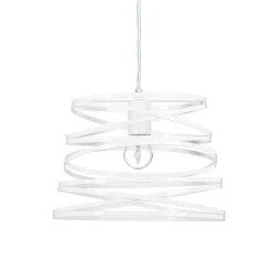 LAMPADARIO A SOSPENSIONE MODERNO PARALUME METALLO A VORTICE TRAFORATO BIANCO A08