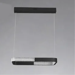 LAMPADARIO A SOSPENSIONE LED 18W RETTANGOLARE NERO CRISTALLO TELECOMANDO 32019