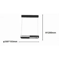 LAMPADARIO A SOSPENSIONE LED 18W RETTANGOLARE NERO CRISTALLO TELECOMANDO 32019