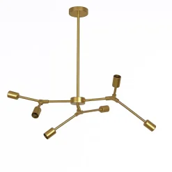 LAMPADARIO A SOSPENSIONE IN BRONZO GEOMETRICO CON 6 BRACCI ATTACCO E27 DA SOFFITTO A45-6