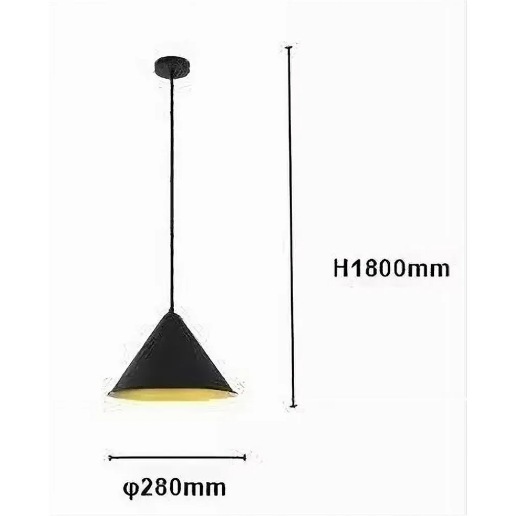 LAMPADARIO A SOSPENSIONE E27 FERRO PARALUME MODERNO CONTEMPORANEO CONO NERO ORO 33351