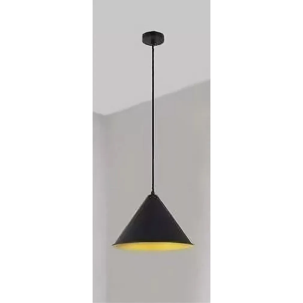 LAMPADARIO A SOSPENSIONE E27 FERRO PARALUME MODERNO CONTEMPORANEO CONO NERO ORO 33351