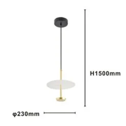 LAMPADARIO A SOSPENSIONE LUCE 6500K LED 12W DISCO PARALUME PIATTO BIANCO ORO TONDO 33146