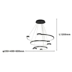 LAMPADARIO A SOSPENSIONE LED 65W 3 SEMI CERCHI CON TELECOMANDO DESIGN MODERNO NERO 71385