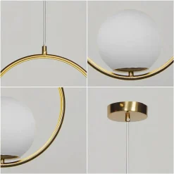 LAMPADARIO A SOSPENSIONE MINIMALISTA LAMPADA METALLO BRONZO CON SFERA VETRO G9 A97