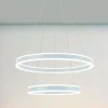 LAMPADARIO A SOSPENSIONE LED MODERNO DOPPIO CERCHIO BIANCO 58W CON TELECOMANDO 31869