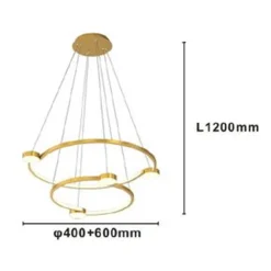 LAMPADARIO A SOSPENSIONE LED 60W 2 CERCHI CON TELECOMANDO DESIGN MODERNO ORO 71118