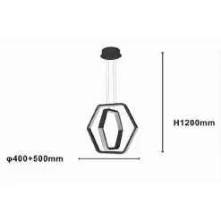 LAMPADARIO A SOSPENSIONE LED 48 W ESAGONALE EFFETTO CRISTALLO MODERNO NERO 31845