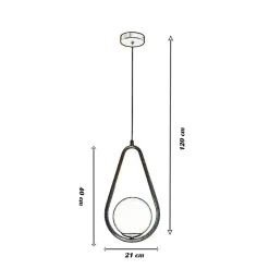 LAMPADARIO A SOSPENSIONE DESIGN A GOCCIA BRONZO METALLO CON SFERA LAMPADA ATTACCO G9 A27