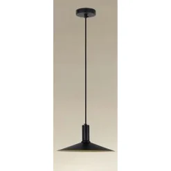 LAMPADARIO A SOSPENSIONE MODERNO CON PARALUME CONICO IN FERRO NERO ORO E27 33818