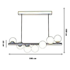 LAMPADARIO A SOSPENSIONE DA SOFFITTO BRONZO DECORATIVO CON 7 SFERE IN PLASTICA G9 A06