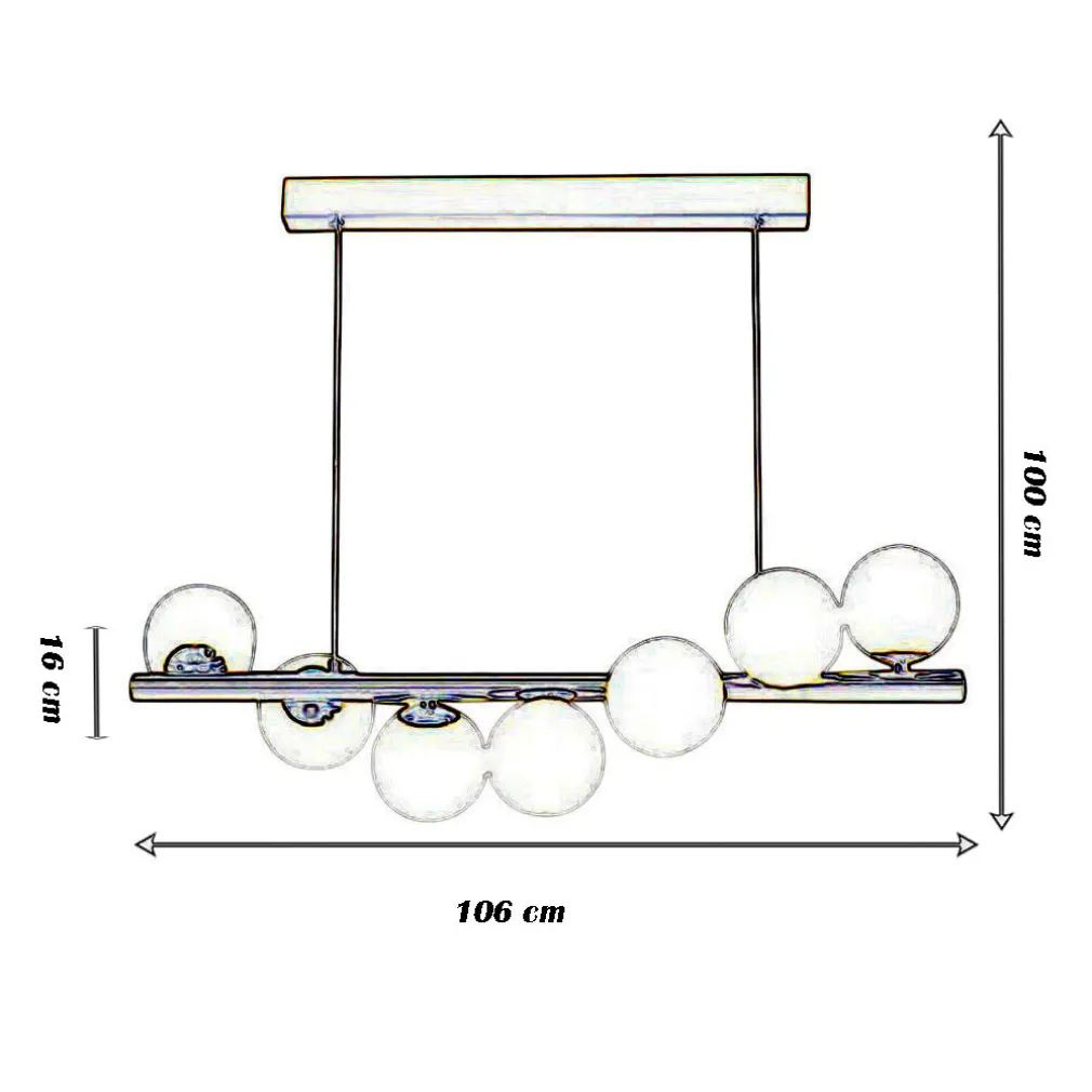 LAMPADARIO A SOSPENSIONE DA SOFFITTO BRONZO DECORATIVO CON 7 SFERE IN PLASTICA G9 A06