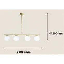LAMPADARIO A SOSPENSIONE ORO CON 4 SFERE BOLLE BIANCHE IN VETRO ATTACCO G9 33917