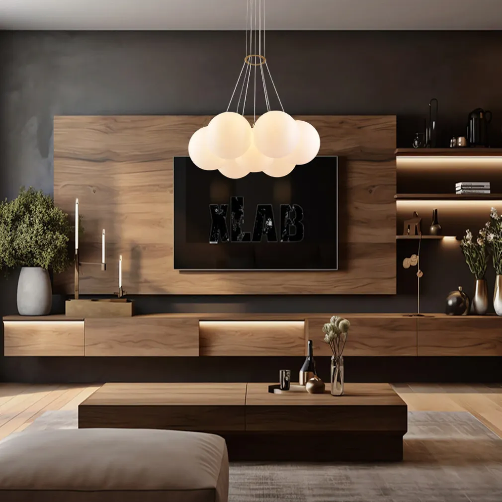 LAMPADARIO A SOSPENSIONE BRONZO LAMPADA MINIMAL DA SOFFITTO CON 7 SFERE ATTACCO G9 LP-84-7