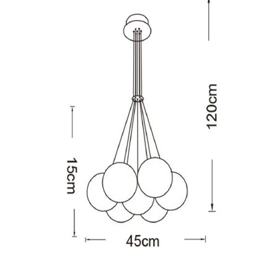 LAMPADARIO A SOSPENSIONE BRONZO LAMPADA MINIMAL DA SOFFITTO CON 7 SFERE ATTACCO G9 LP-84-7