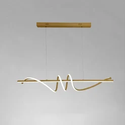 LAMPADARIO A SOSPENSIONE LED 65W ORO SPIRALE ONDULATO LUCE 6500K VORTICE ORIZZONTALE 32453