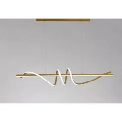 LAMPADARIO A SOSPENSIONE LED 65W ORO SPIRALE ONDULATO LUCE 6500K VORTICE ORIZZONTALE 32453