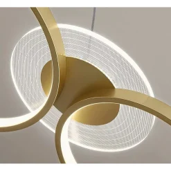 LAMPADARIO A SOSPENSIONE LED ORO 65W 6 ANELLI LUMINOSI MODERNO CON TELECOMANDO 71422