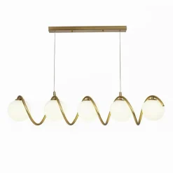 LAMPADARIO A SOSPENSIONE SOFFITTO TWISTER CON 5 SFERE VETRO LAMPADA BRONZO G9 B96