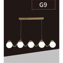 LAMPADARIO A SOSPENSIONE SOFFITTO TWISTER CON 5 SFERE VETRO LAMPADA BRONZO G9 B96