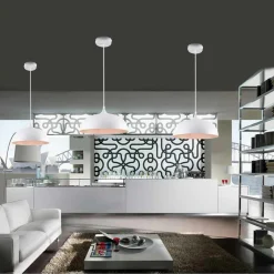 LAMPADARIO A SOSPENSIONE SOFFITTO E27 FERRO PARALUME MODERNO ELEGANTE CUPOLA B90