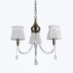 LAMPADARIO CLASSICO BRONZO BIANCO A 3 BRACCI LAMPADA DA SOFFITTO A SOSPENSIONE 92402