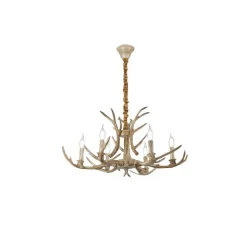 LAMPADARIO COUNTRY A FORMA CORNA DI CERVO LAMPADA RETRO 6 PORTALAMPADA E14 B48