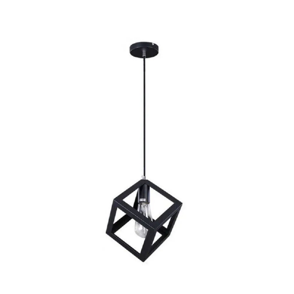LAMPADARIO DA SOFFITTO A SOSPENSIONE A FORMA DI CUBO 3D PORTALAMPADA E27 A24
