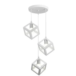 LAMPADARIO DA SOFFITTO A SOSPENSIONE 3 CUBI 3D STILE GEOMETRICO ATTACCO E27 IP20 LP-47