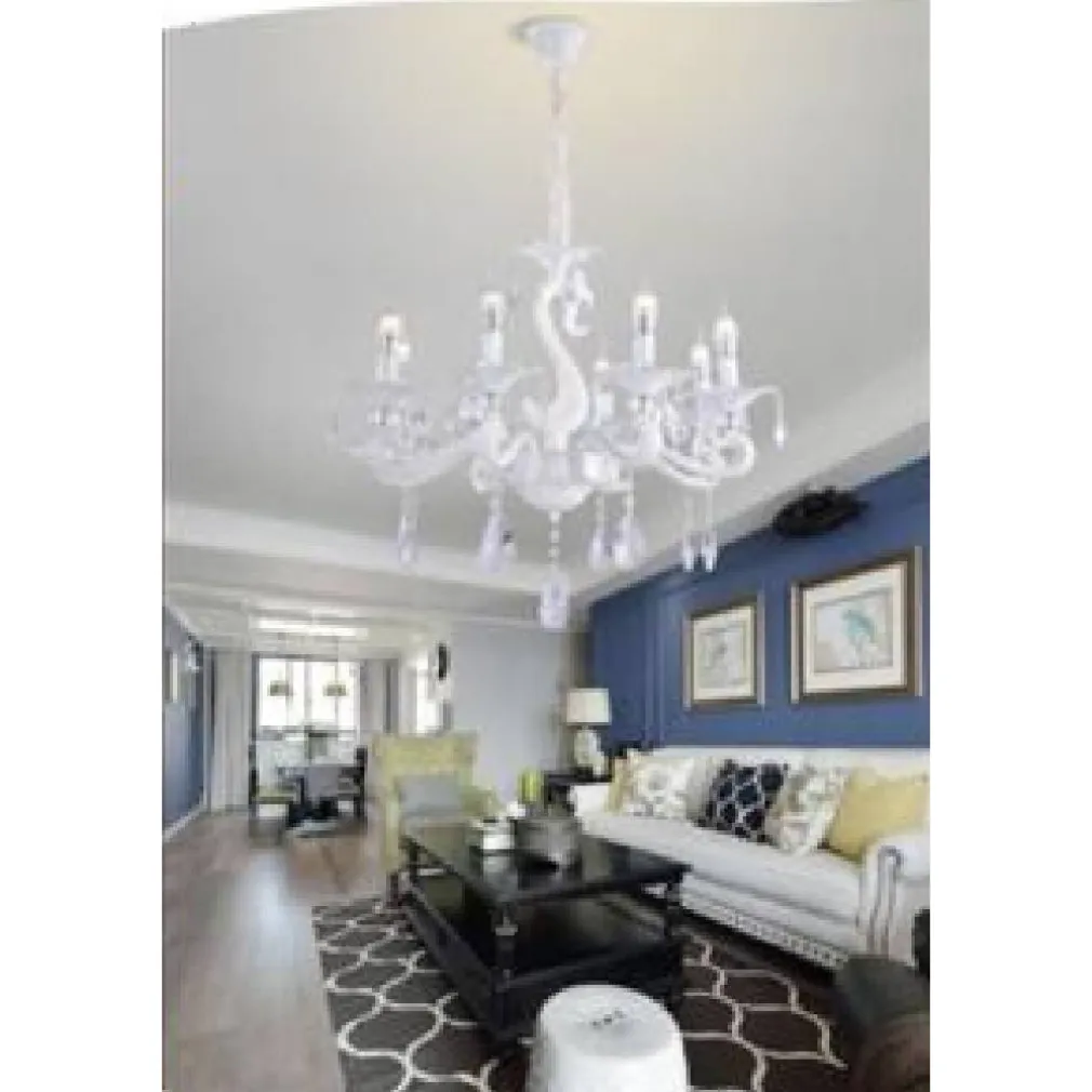 LAMPADARIO DA SOFFITTO CLASSICO 8 BRACCI ATTACCO E14 VETRO CRISTALLO A15-8