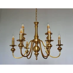 LAMPADARIO DA SOFFITTO DESIGN CLASSICO 8 BRACCI EFFETTO OTTONE VINTAGE 6097 A32