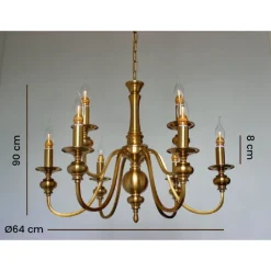LAMPADARIO DA SOFFITTO DESIGN CLASSICO 8 BRACCI EFFETTO OTTONE VINTAGE 6097 A32
