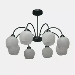 LAMPADARIO DA SOFFITTO E27 8 BRACCI MODERNO LAMPADA CON COPPE IN VETRO SOSPESA 00934