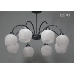 LAMPADARIO DA SOFFITTO E27 8 BRACCI MODERNO LAMPADA CON COPPE IN VETRO SOSPESA 00934